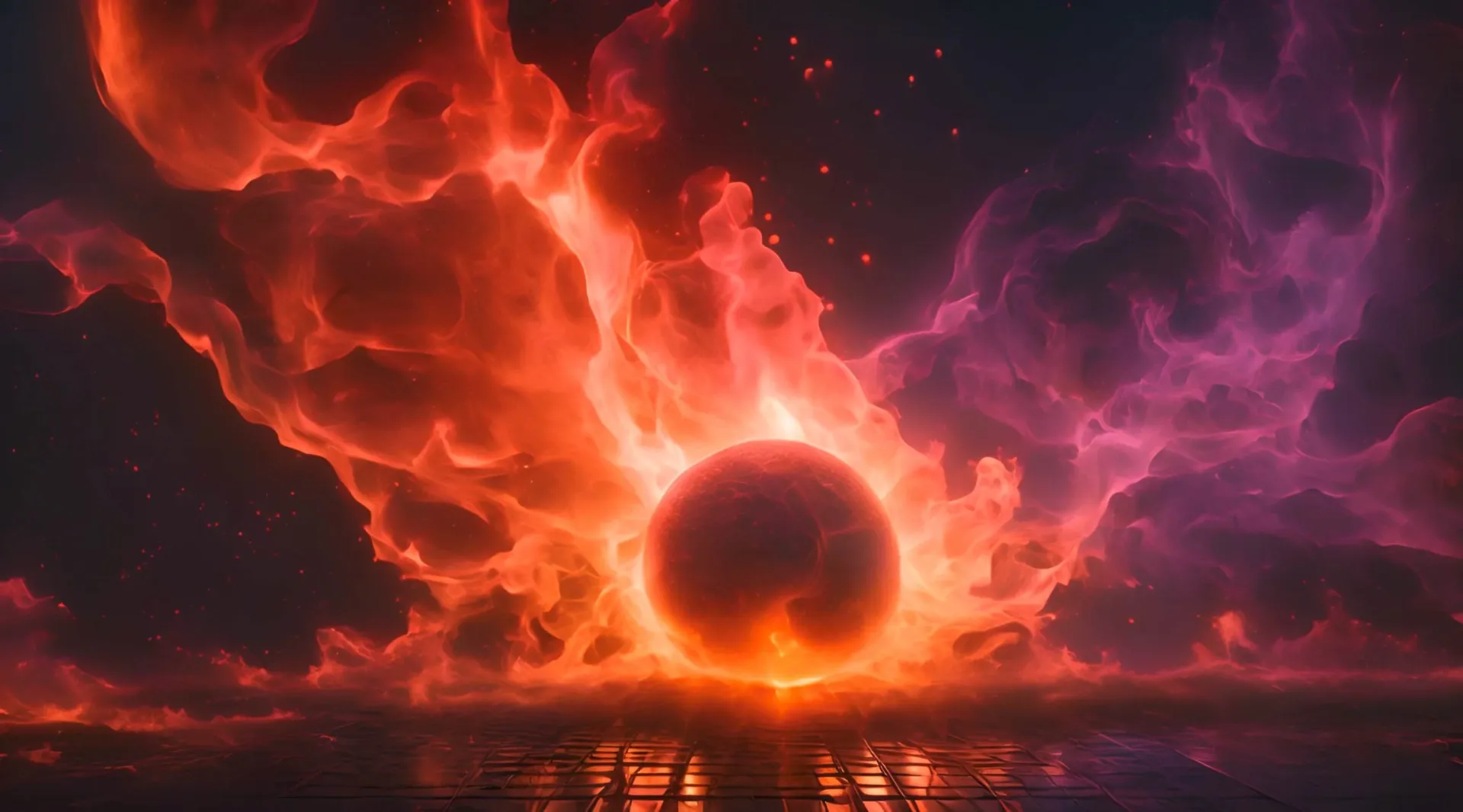 Mystical Neon Fire Planet Cinematic Motion Graphic Video